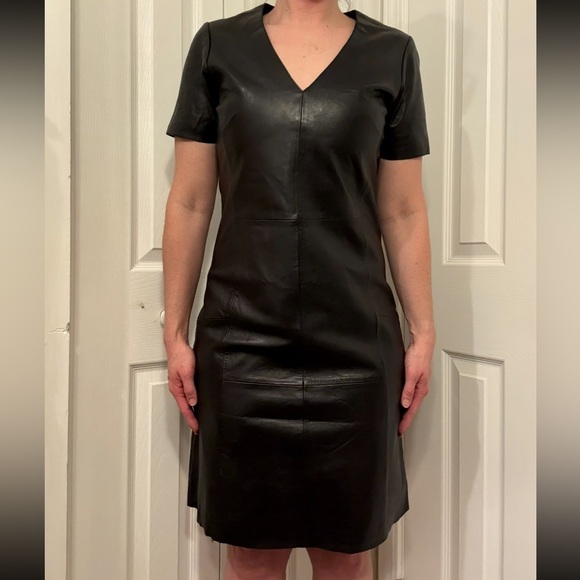 Bod & Christensen Leather Short Sleeve Fitted Dress